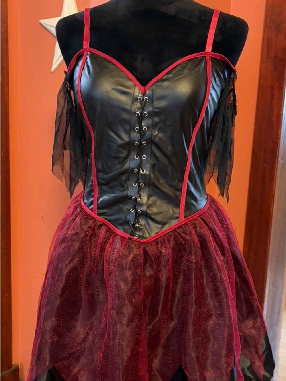 Girls Black and Burgundy Gothic Corset Costume Dress